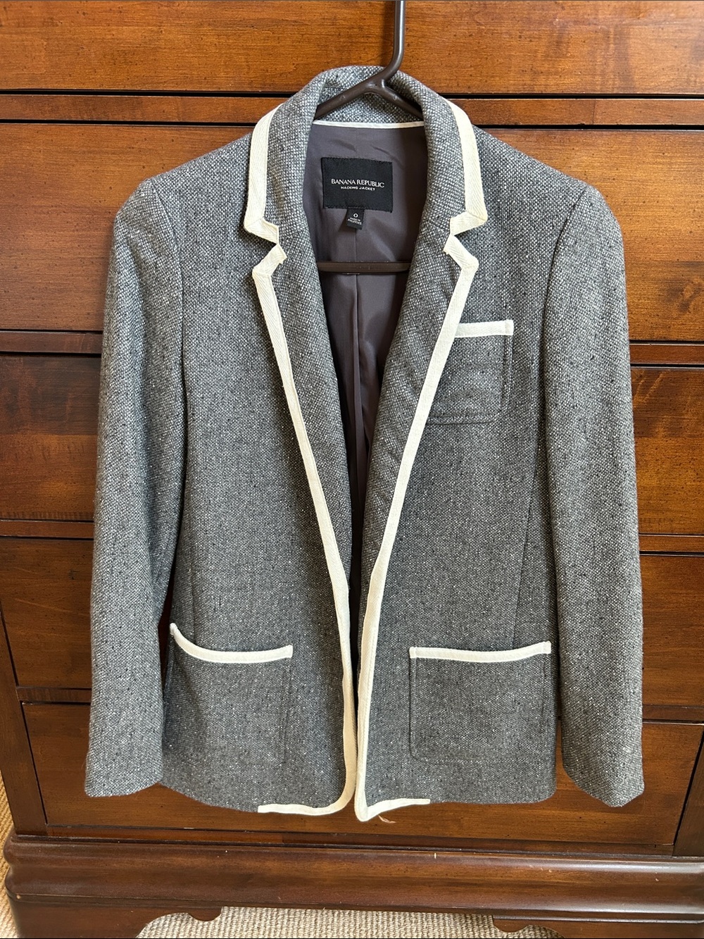 Banana Republic Gray Blazer with Cream Trim Size 0